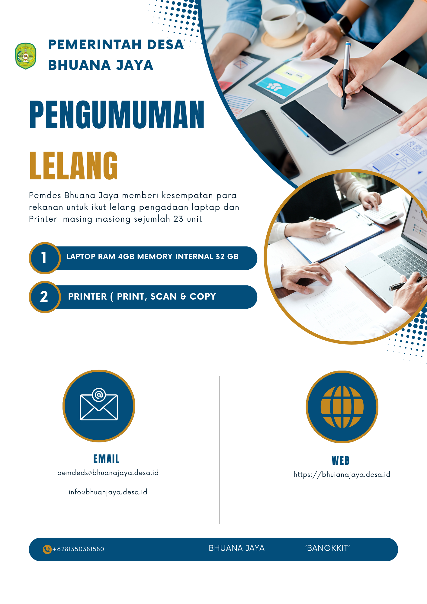 PENGUMUMAN LELANG PENGADAAN LAPTOP DAN PRINTER UNTUK RT.