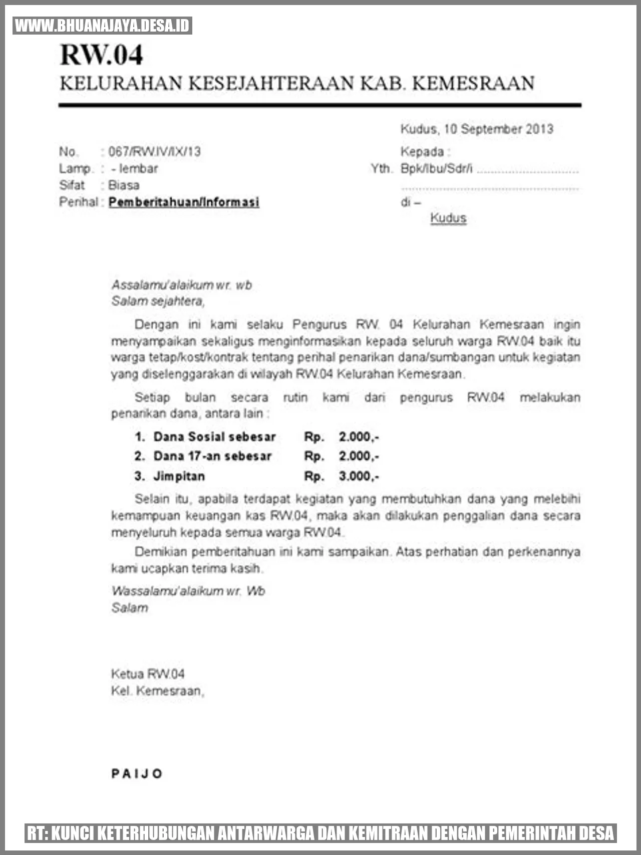 RT: Kunci Keterhubungan Antarwarga dan Kemitraan dengan Pemerintah Desa