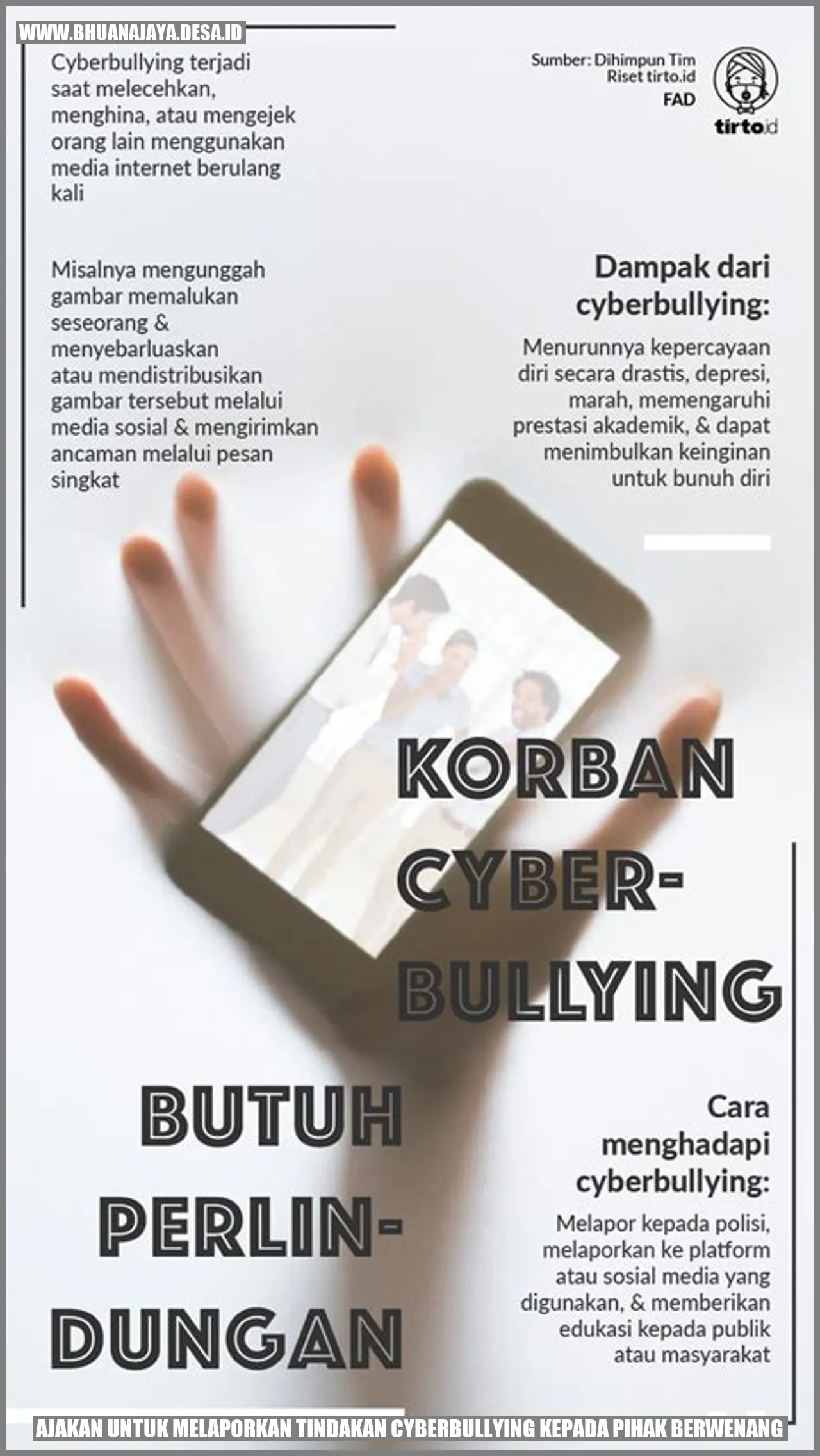 Ajakan untuk melaporkan tindakan cyberbullying kepada pihak berwenang