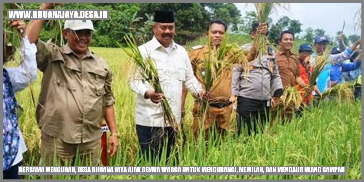 Sebuah gambar yang menggambarkan upaya Desa Bhuana Jaya dalam mengajak warganya untuk mengurangi, memilah, dan mendaur ulang sampah