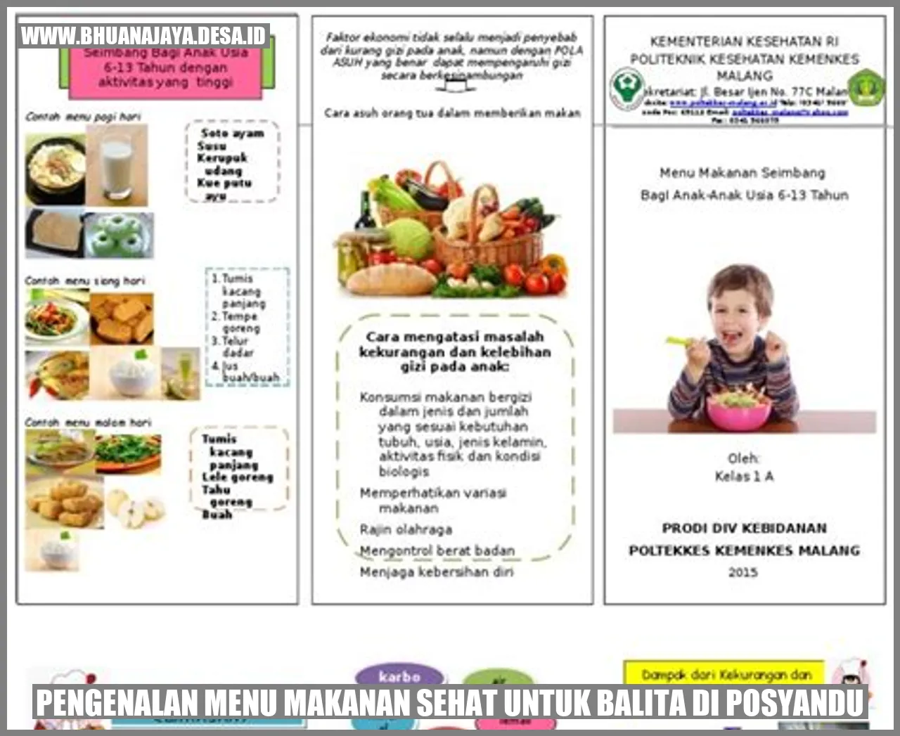 Pengenalan Menu Makanan Sehat Untuk Balita Di Posyandu – Desa Bhuana ...